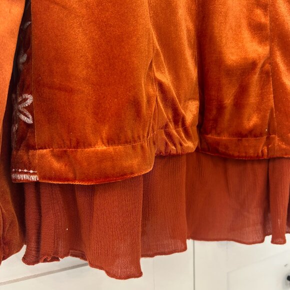 Indigo Thread Co. Embroidered Open Front Jacket – Size S Velvet with Woven Gauze - Picture 9 of 9